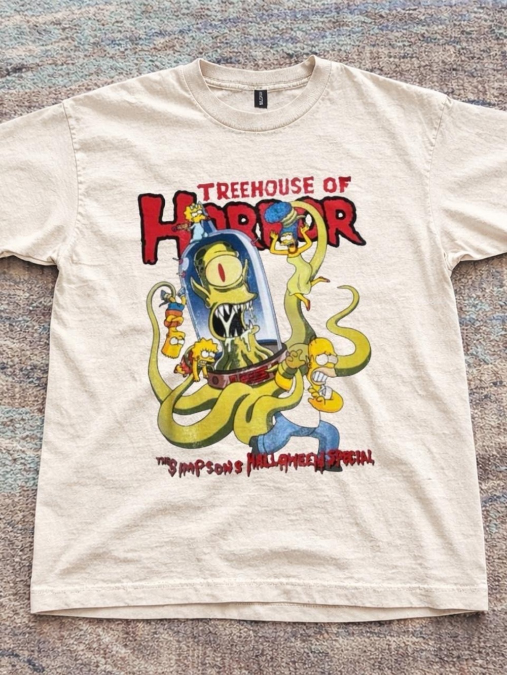 Gildan Cream Simpsons 'Treehouse of Horror' Graphic Tee - Multicolor Print